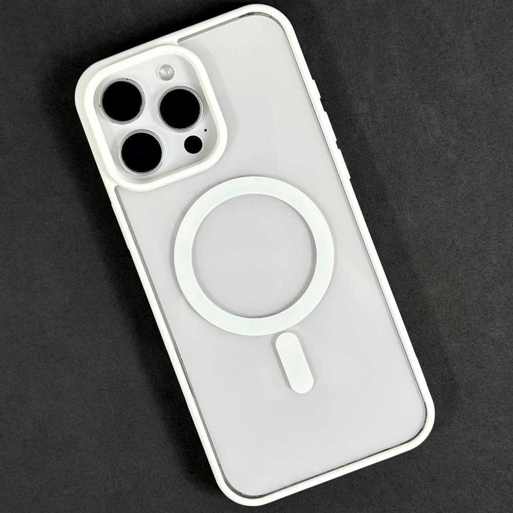 Захисний чохол (накладка) Matte Acrylic Magnetic для Apple iPhone 15 Pro Білий прозорий