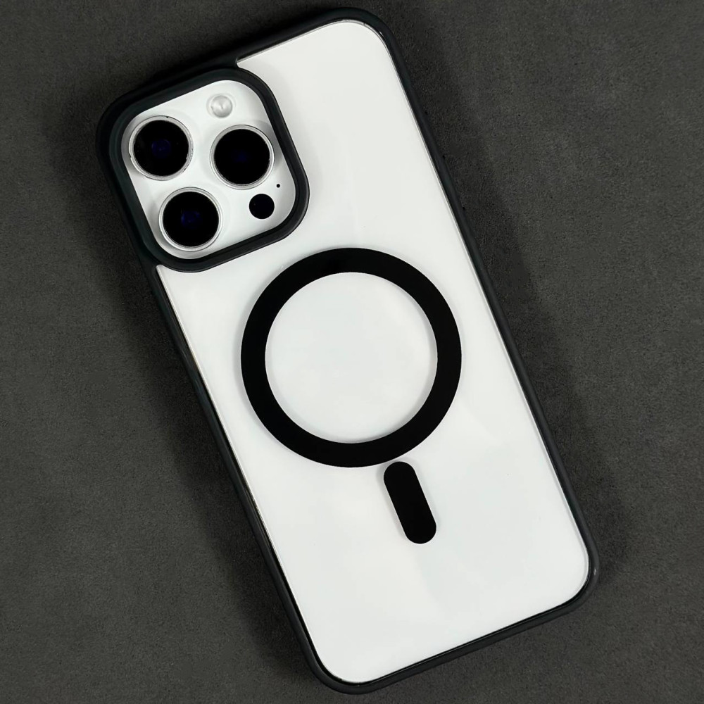 Захисний чохол (накладка) Matte Acrylic Magnetic для Apple iPhone 15 Pro БЧорний прозорий