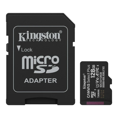 Карта пам'яті microSDXC, 128Gb, Kingston Canvas Select Plus, SD адаптер (SDCS3/128GB)