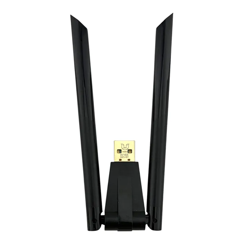 USB Wi-Fi / Bluetooth адаптер Nonap W168 Dual Band (2.4G+5G, 600Mbps, BT 4.2, Realtek RTL8821CU, 2 антени) Чорний