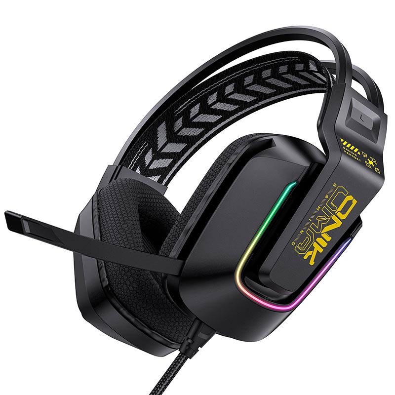 Ігрові навушники Onikuma X13 RGB з мікрофоном та 50 мм динаміками (AUX 3.5 мм + USB, кабель 2.2 м) Чорний