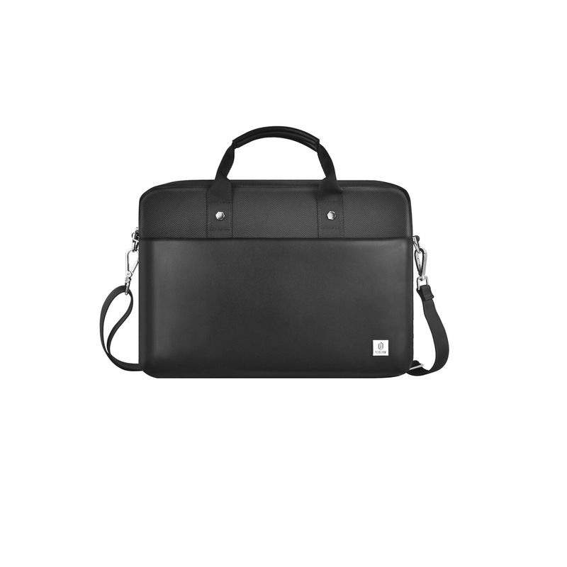 Водонепроникна сумка для ноутбука 14" WIWU Hali Laptop Bag з плечовим ременем (поліестер + екошкіра) — Чорна