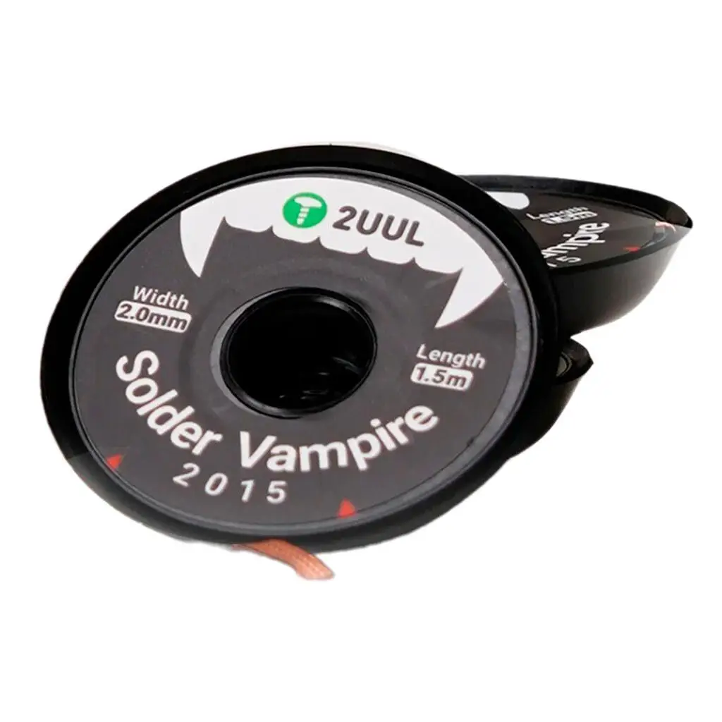 Оплітка для видалення припою 2UUL DW16 Solder Vampire 2.0 мм (1.5 м), з флюсом